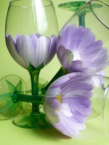 Inside of flower purple wine glasses